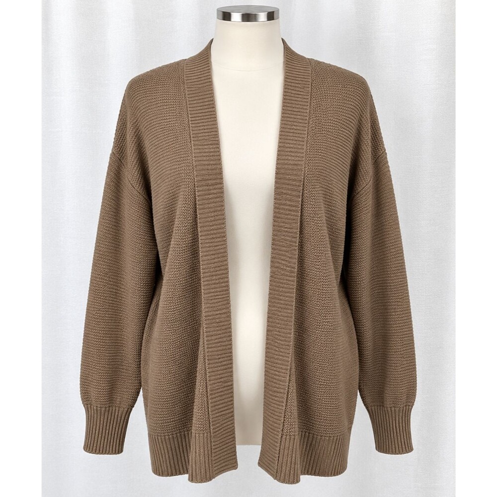 Seven7 Womens Cardigan Sweater 3X Taupe Brown Open Front Oversized Knit